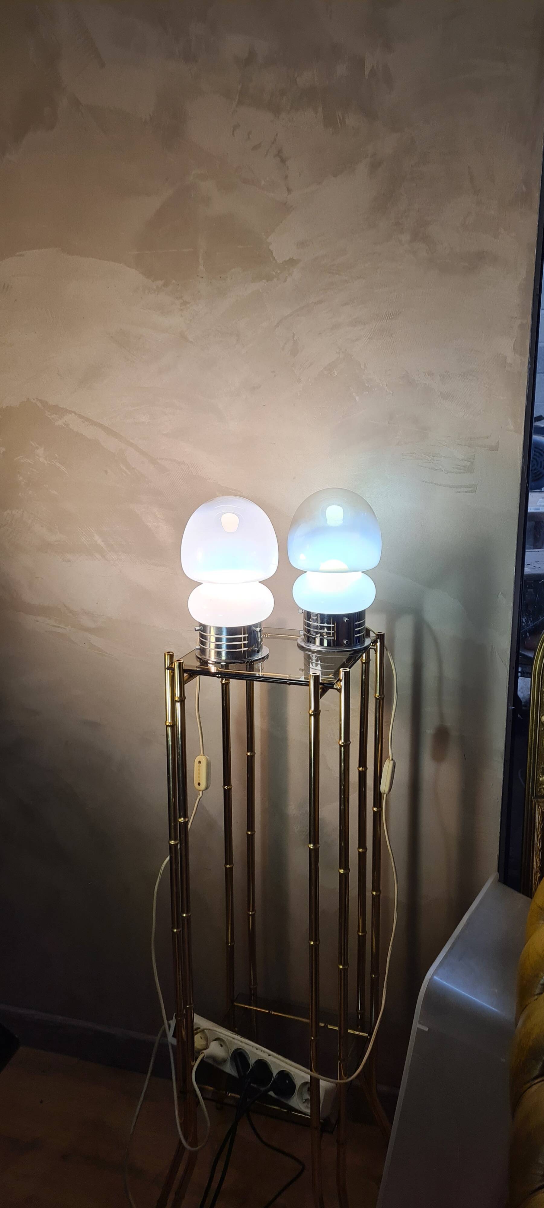 Pair of vintage space age lamps in murano glass 26x14 1960 to 70
