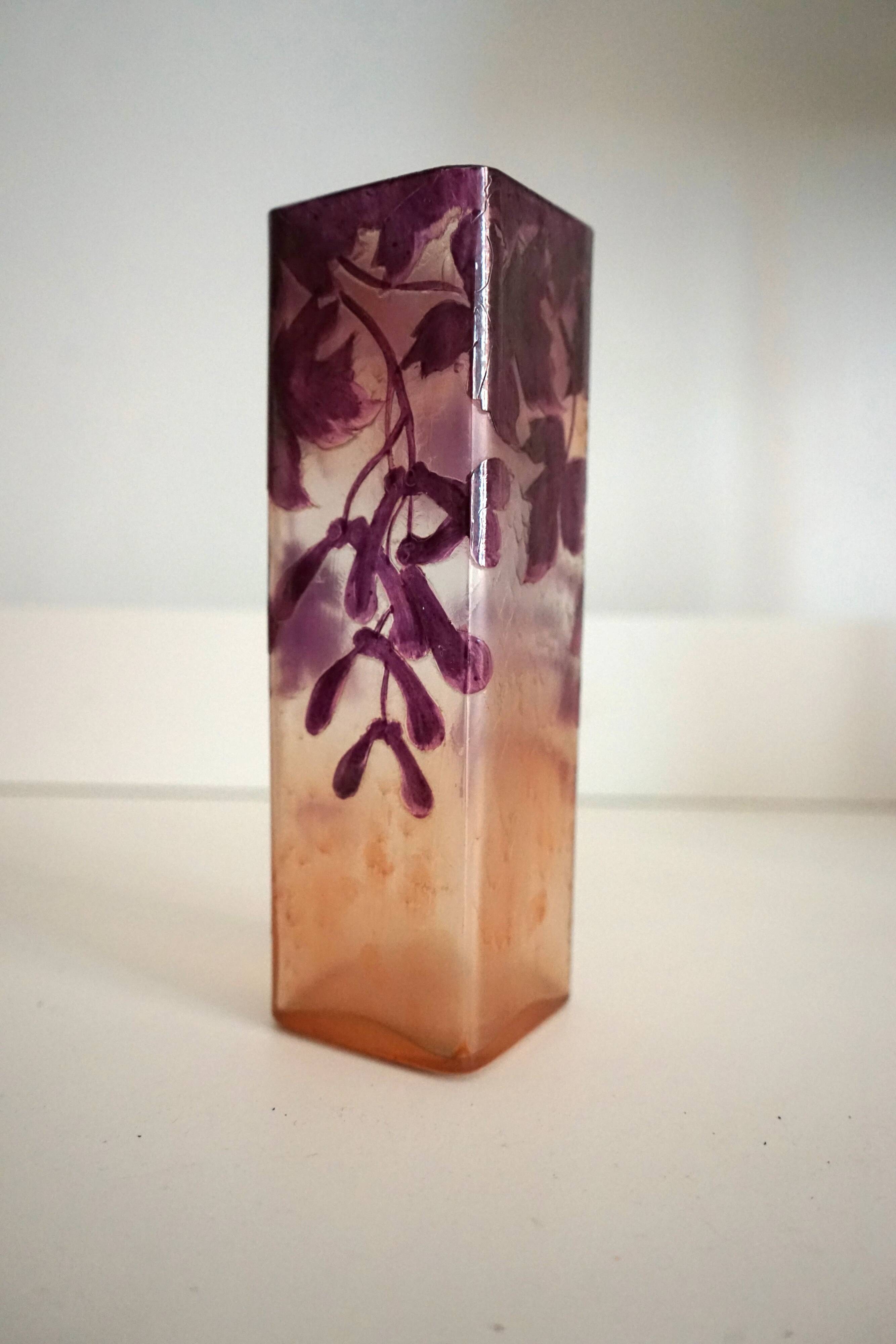 François-Théodore Legras square vase ruby series Art Nouveau 1900