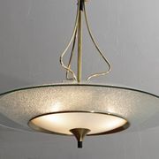 Fontana Arte Style Mid-Century Italian Glass and Brass Chandelier 40s