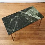 Neoclassical coffee table in Alpine green marble and brass, 1960/70