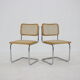 Set of six chrome plated and wood italian dining chairs by Breuer, 1970s