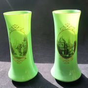 Pair of 19th century green opaline vases