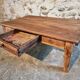 Table basse ancienne française en noyer avec tiroir – XIXe siècle, vers 1850