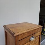 1950s oak filing cabinet with sliding curtains