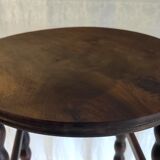 Side table / pedestal table in turned solid wood – 40s/50s