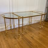 Table basse tripartite en laiton et verre