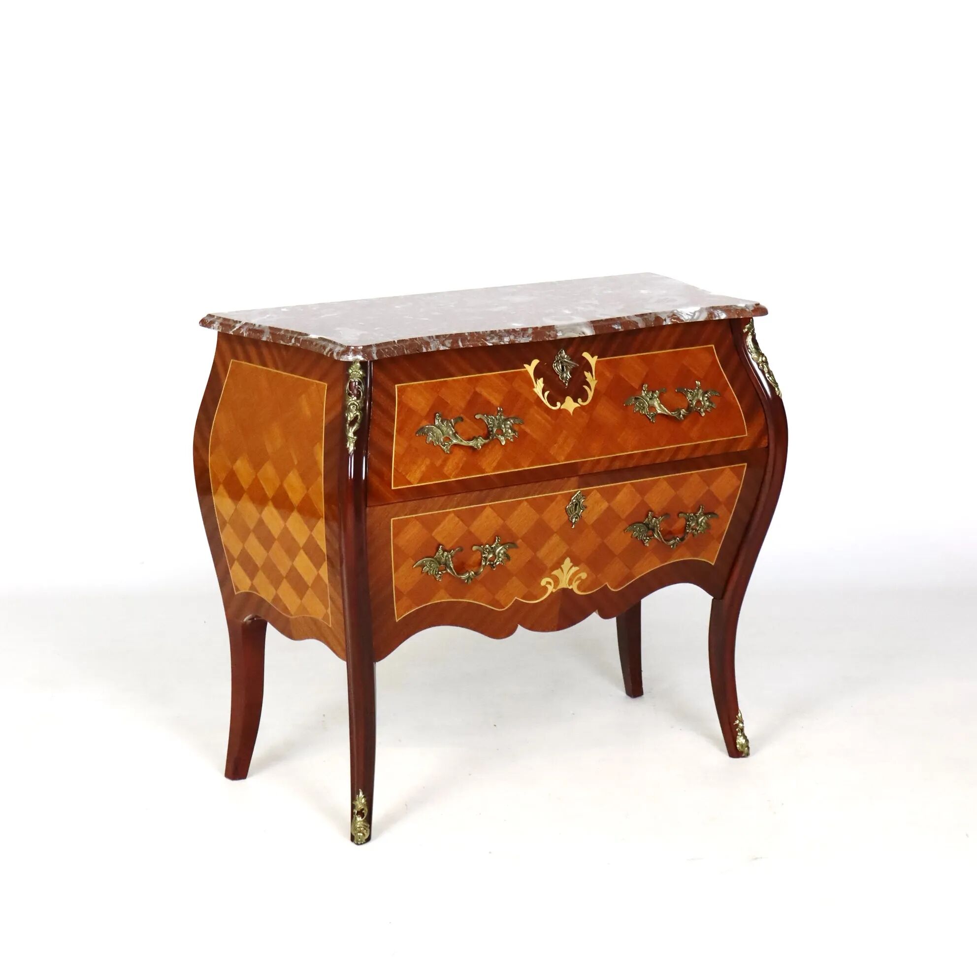 Commode bombée avec plateau en marbre, Ryden möbler AB, Nybro (Suède)