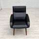 1970s, Danish armchair, black artificial leather, teak wood legs.