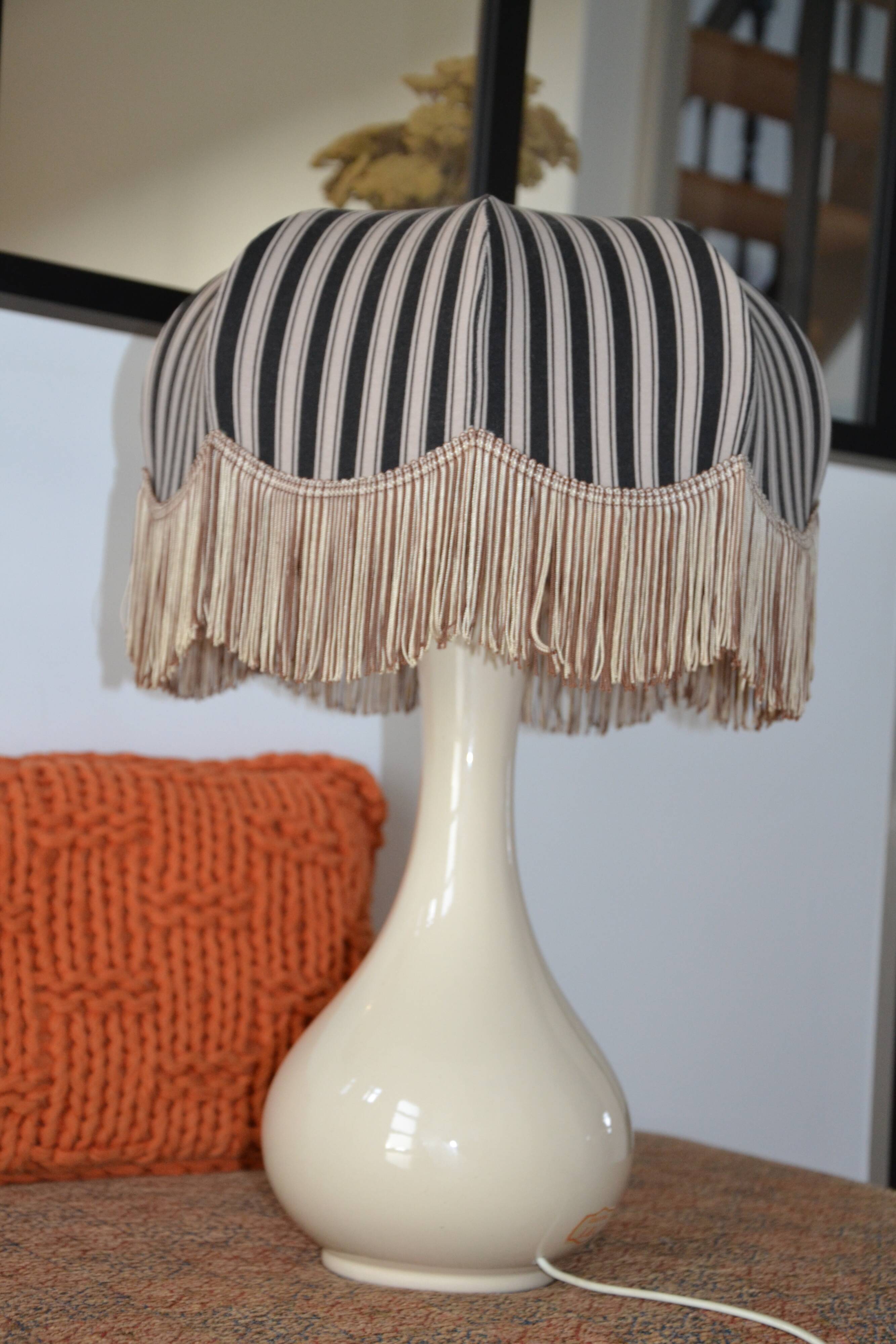 Antique ceramic lamp, L&C creation, lampshade refurbished