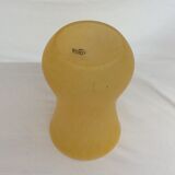 Glass paste vase, tried with flowers, signed "Lily"