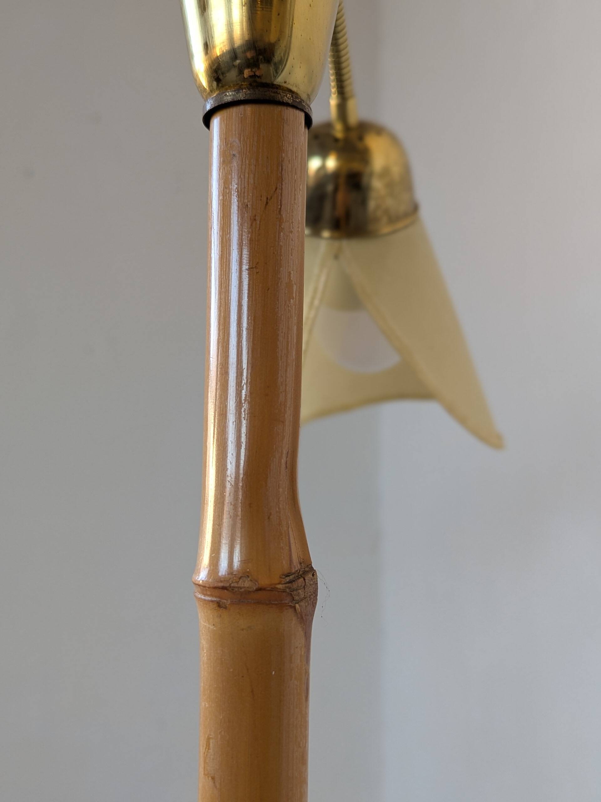 Bamboo and brass floor lamp