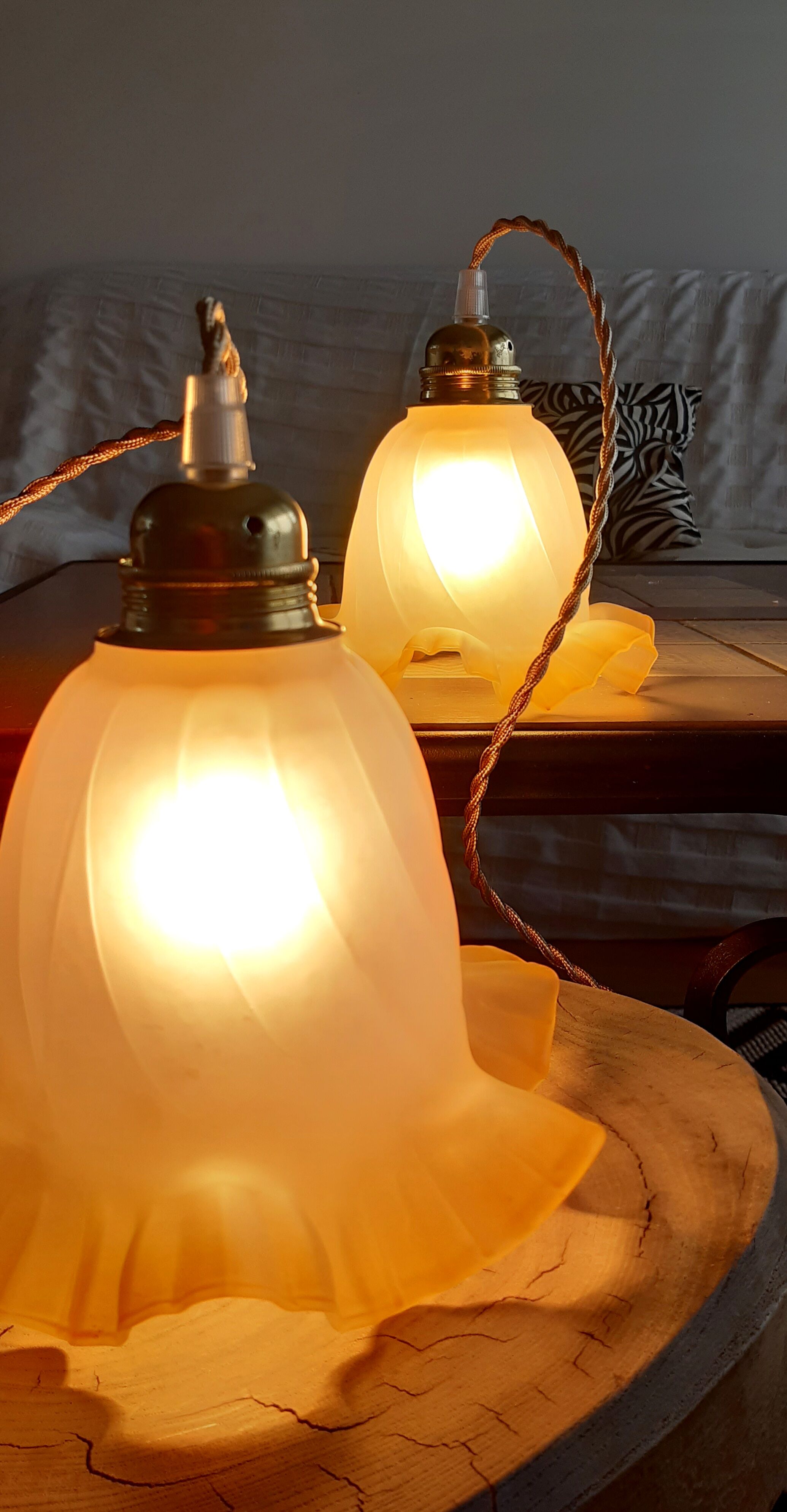 Vintage tulip hand lamp