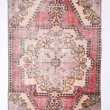 4x6 red turkish vintage rug, 4x6 handmade vintage rug