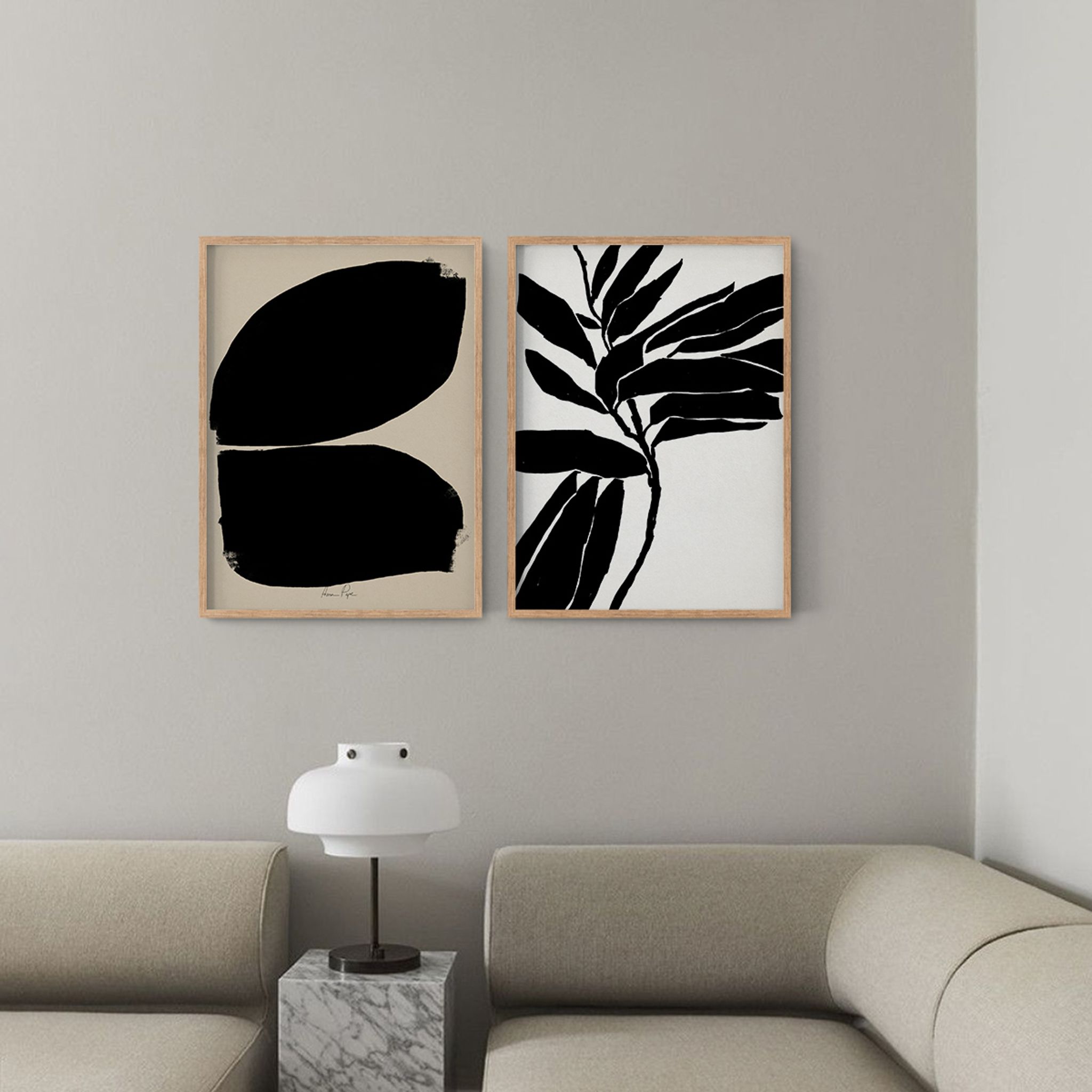Pair of giclee prints, abstract wall art set of two, 50x70cm