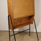 Vintage 1960s wooden secretary with metal legs.