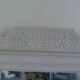 Antique trumeau mirror with pearl grey and powdered white patina