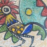 Plate polychrome rooster decoration toledo 1950s