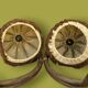 Pair of bamboo and jute bedside lamps, 1970s