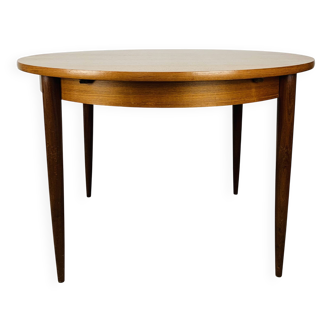 Round extendable Scandinavian table, teak, 1960s