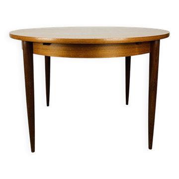 Scandinavian round extendable table, teak, 1960s