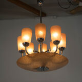 Art deco chrome plated chandelier