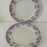 Duo d'assiettes en terre de fer Onnaing – décor bleu et rouge 19ème siècle