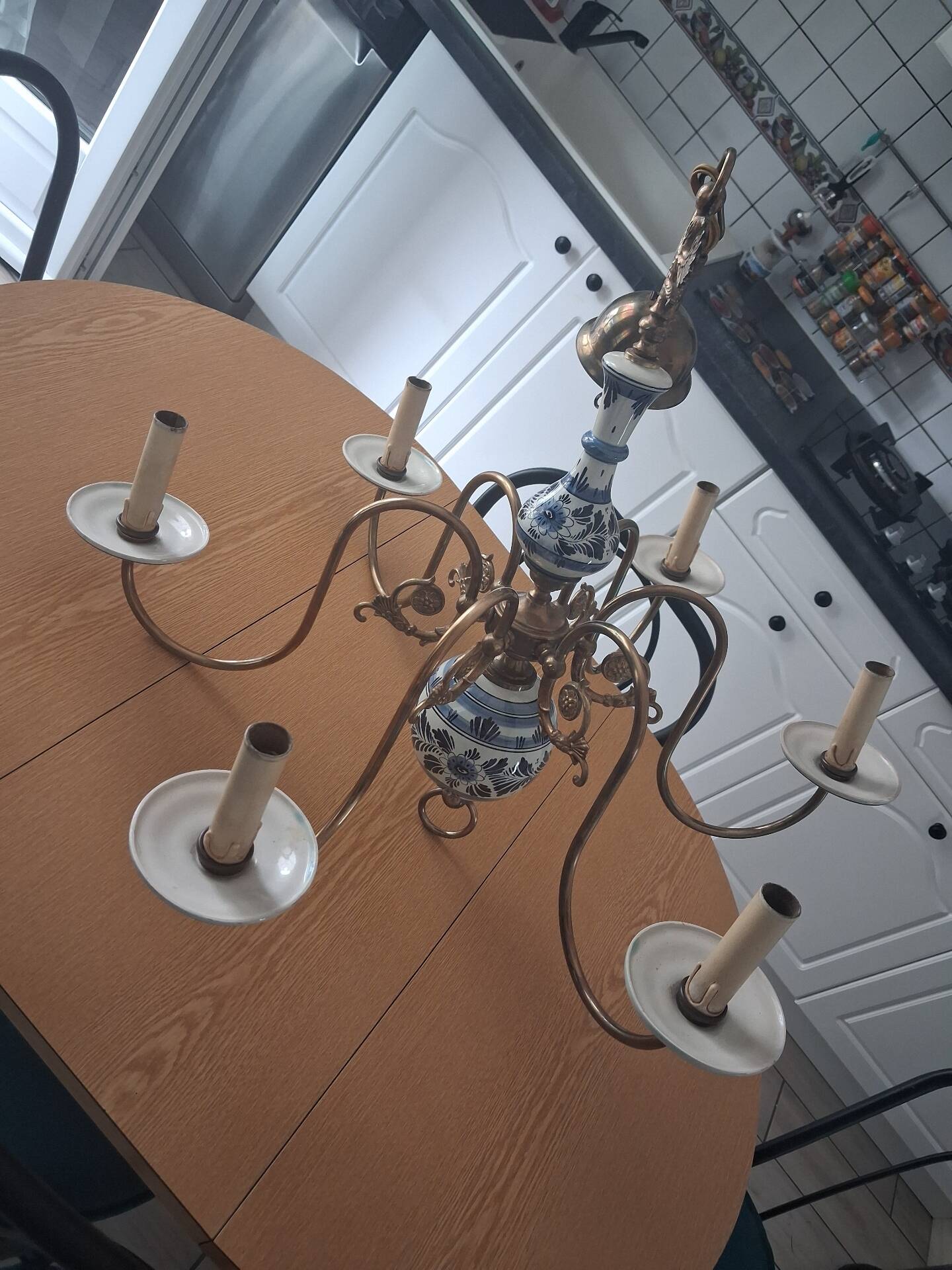 Lustrous 1950s brass porcelain