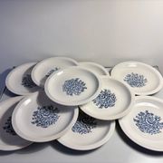 Set of 10 antique Lunéville flat plates – blue floral decoration