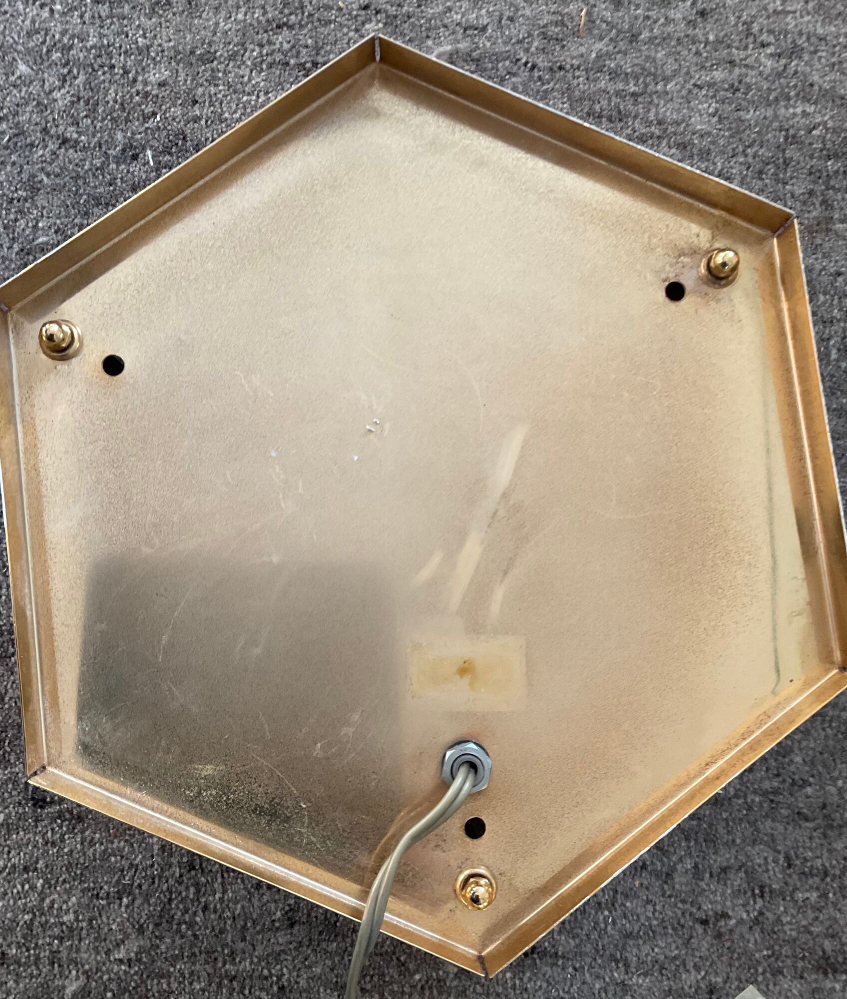 Vintage ceiling lamp in brass and smoked glass