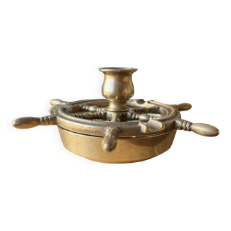 Brass rudder ashtray-candle holder