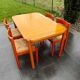 Lot of dining tables and 4 Vico Magistretti chairs from 1960.