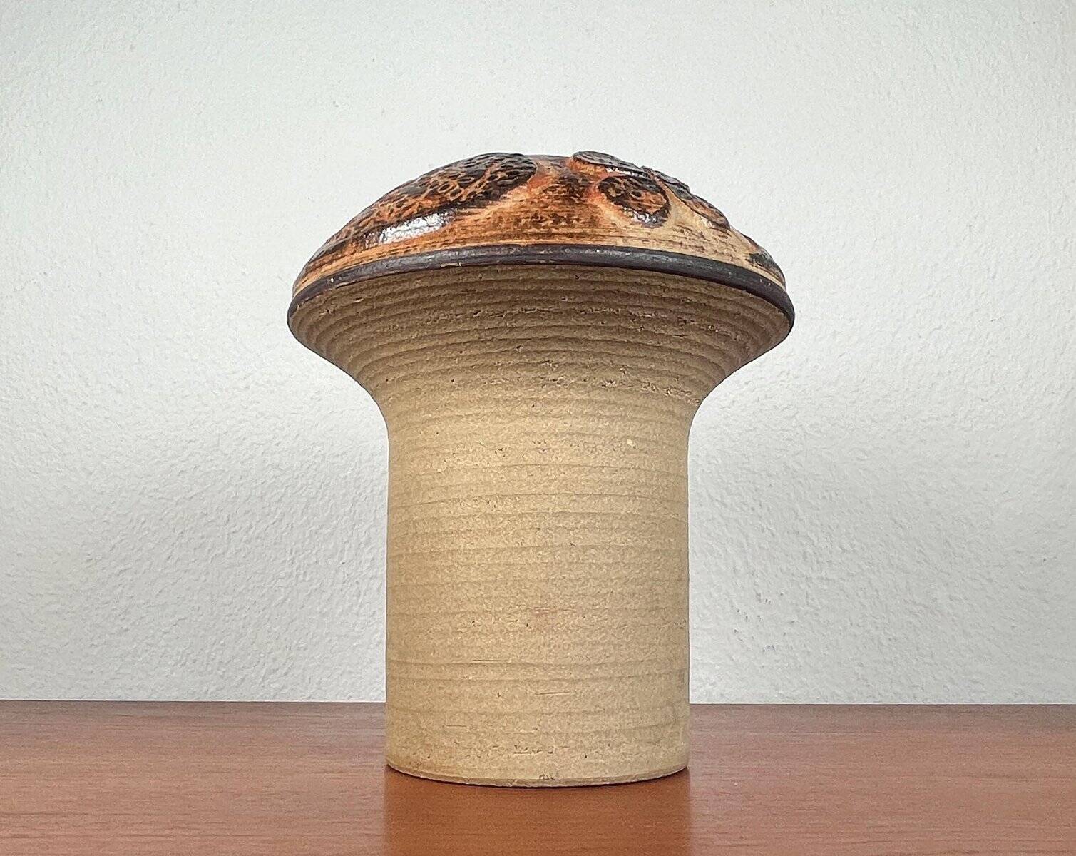 Mid-century modern stoneware mushroom vase by Haico Nitzsche for Søholm, 1960s.