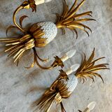 Pair of pineapple wall lights, in the style of Maison Charles / Jansen, 1960s, Hollywood Regency.