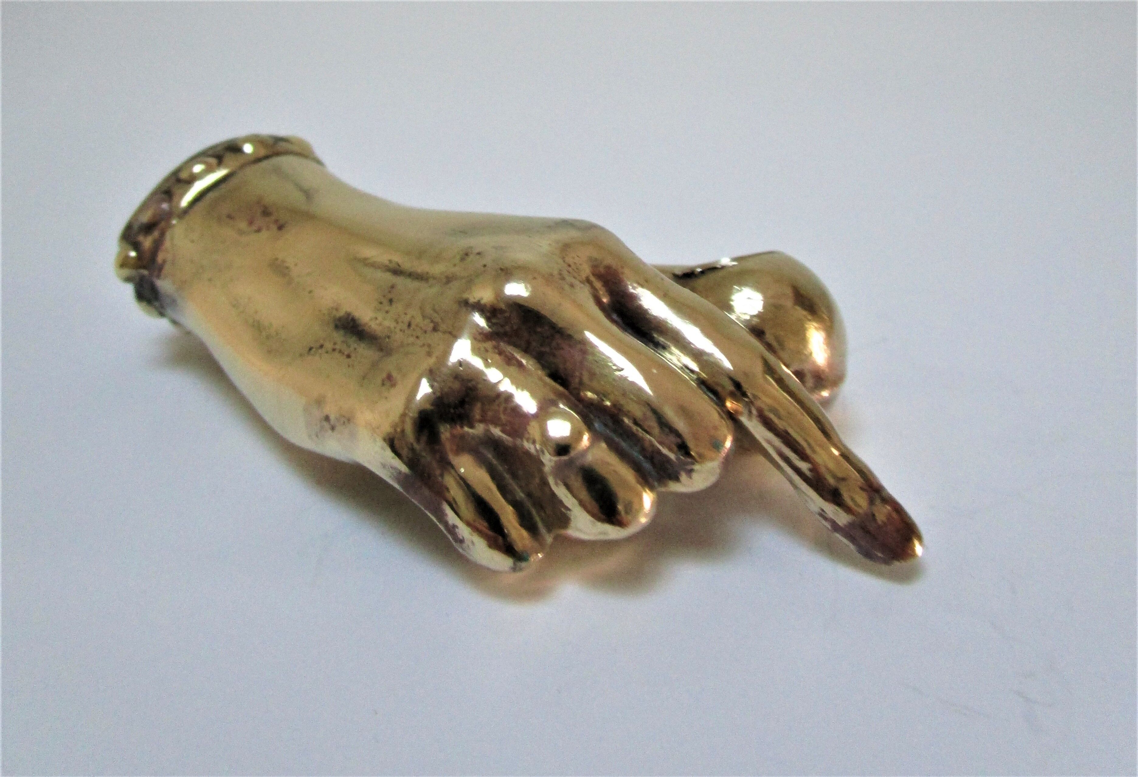 hand bronze paperweight pen holder early XXth