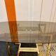 Belgo chrome dining table from the 70s with smoked glass