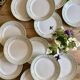Set of 12 white, mint and gold flat plates, Mosèle de Lunéville
