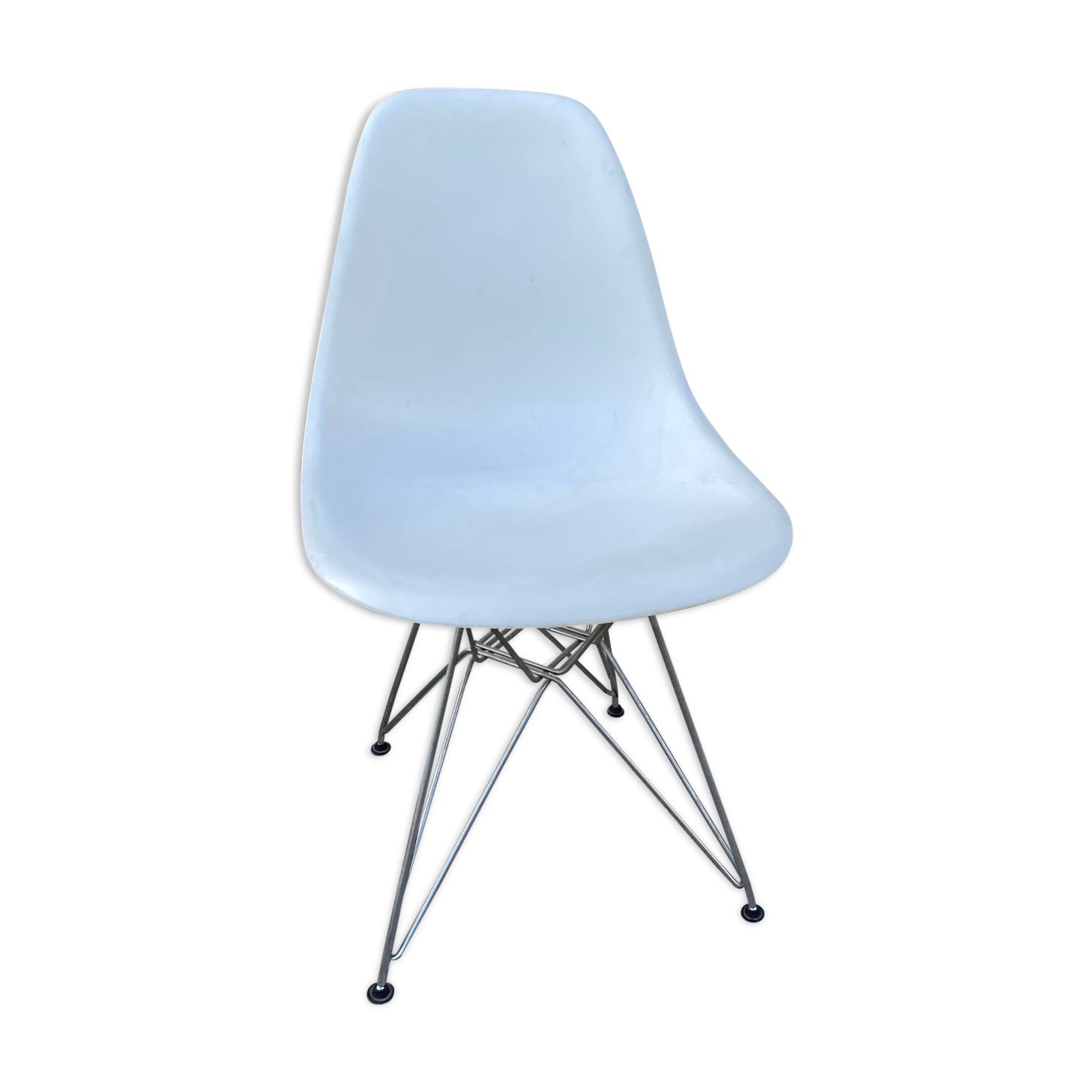 Eames Fiberglass Chair DSR parchment - Charles & Ray Eames pour Vitra 1950