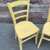 Pair of chairs type bistro in vintage wood 1950 kitchen design