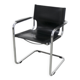 Bauhaus 1970s cantilever armchair in black leather