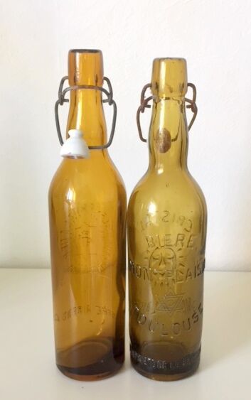 2 bouteilles Brasserie verre ambré