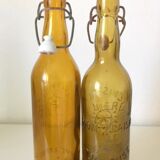 2 bottles Brasserie amber glass
