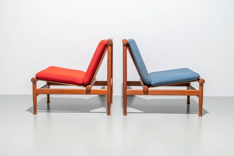 Set of 2 teak lounge chairs by Kai Lyngfeld Larsen Denmark 1960s