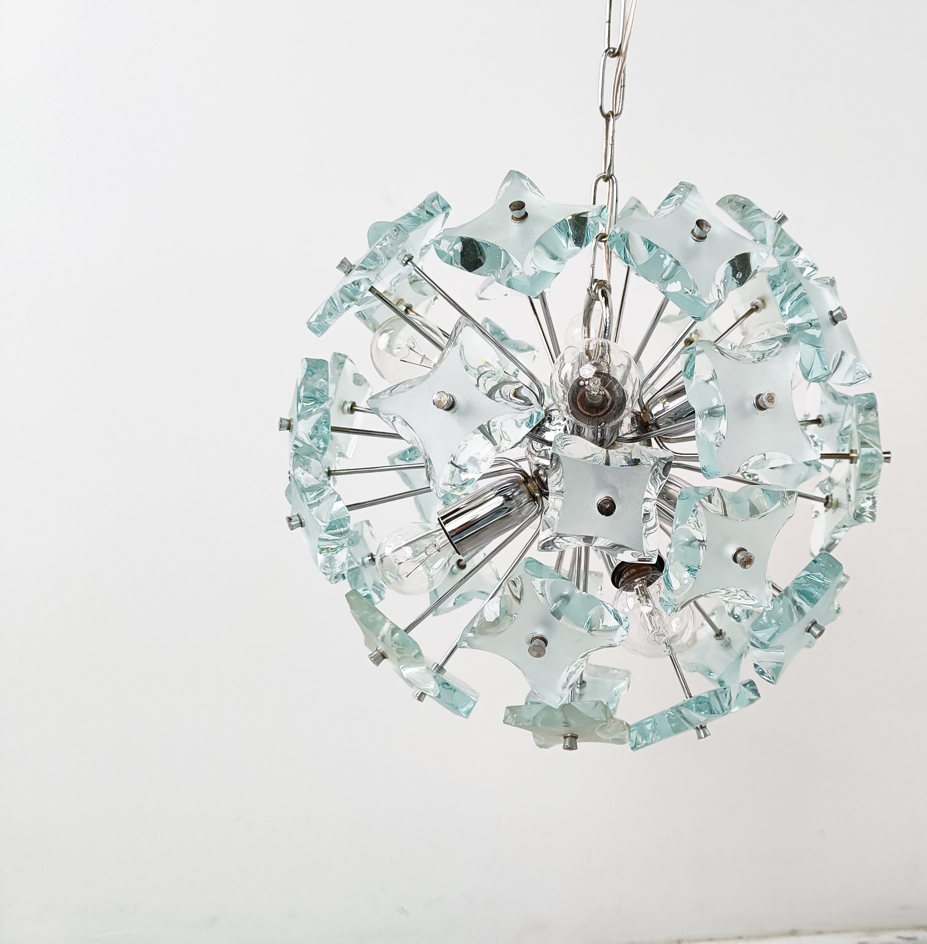 Mid century glass sputnik chandelier, 1970s