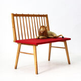 Reupholstered beechwood bench, 1950s