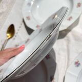 5 vintage hollow plates in opaque porcelain SALINS floral pattern