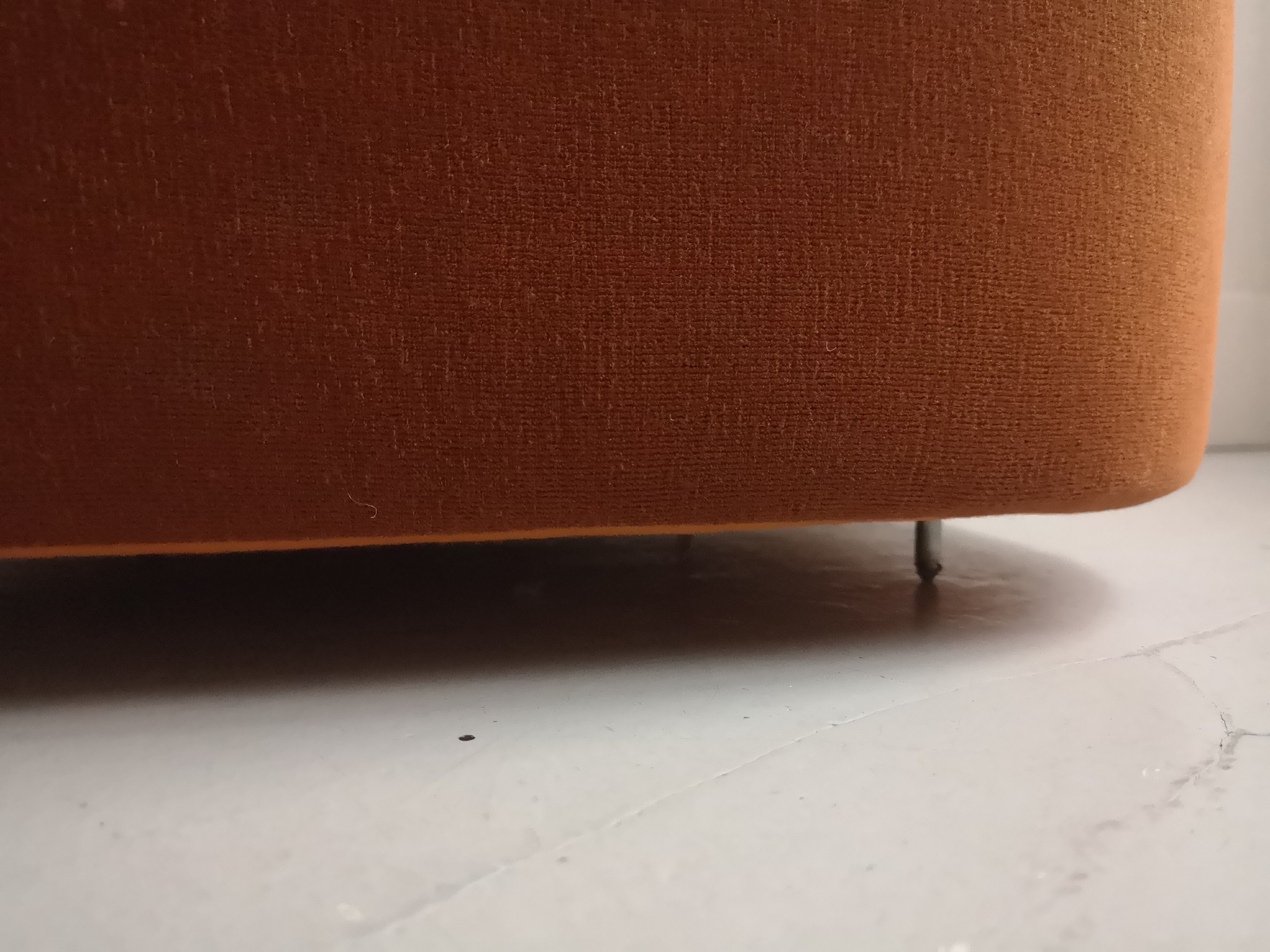 Vintage velvet and metal sofa end, design 1970