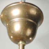 Charleston pendant lamp / engraved and frosted glass and glass bead fringe / vintage