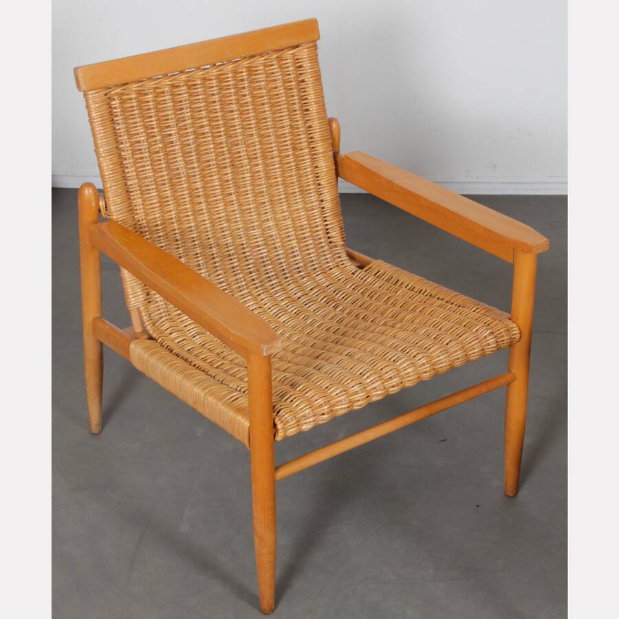 Pair of vintage wicker armchairs produced by Uluv, 1960