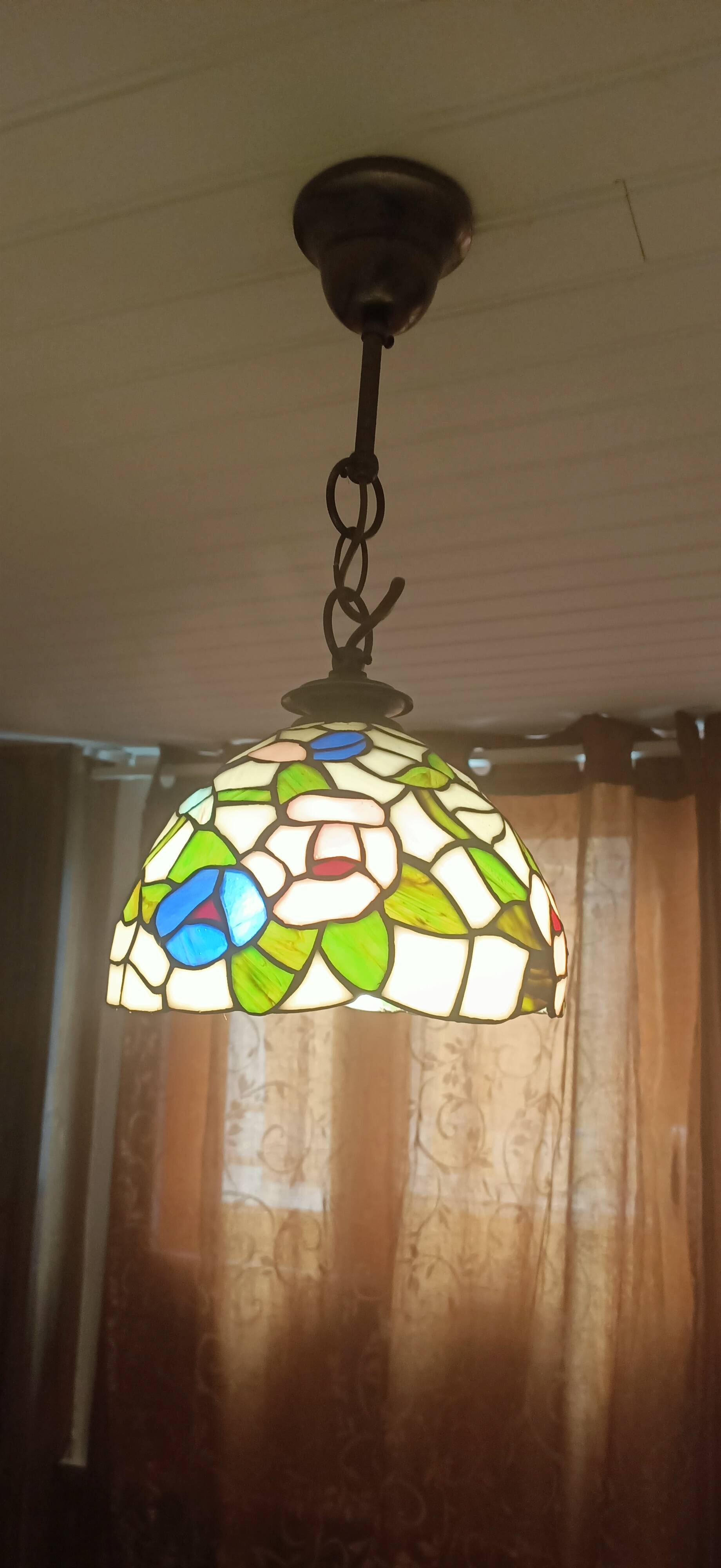Tiffany-style pendant light – Ø 20cm – genuine glass – heavy