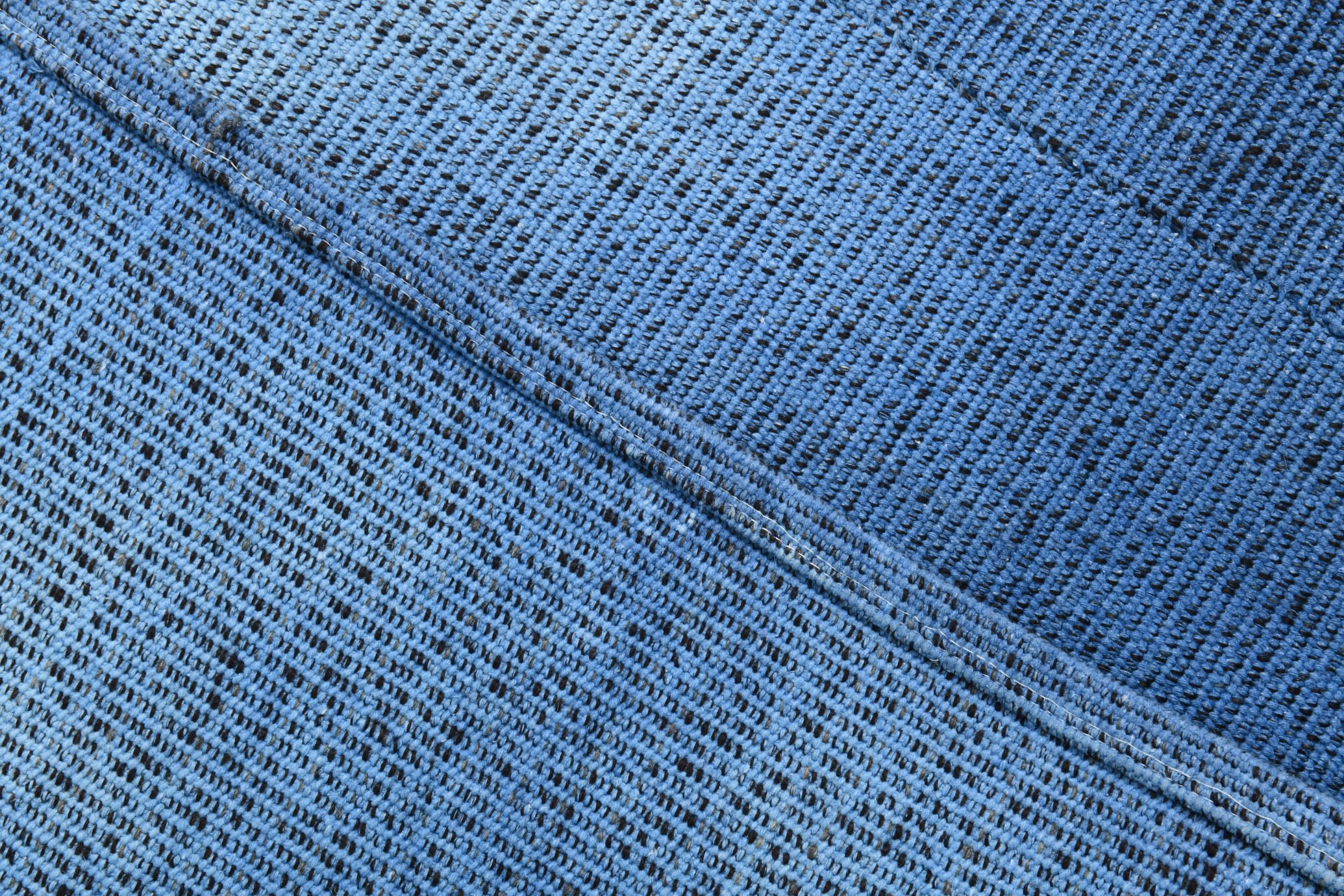 Shades of blue flatweave vintage rug 359x269cm